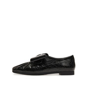 Black Waxy Bow Ballerina Flats