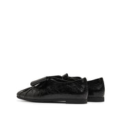 Black Waxy Bow Ballerina Flats