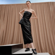 Black Waxy Bow Ballerina Flats