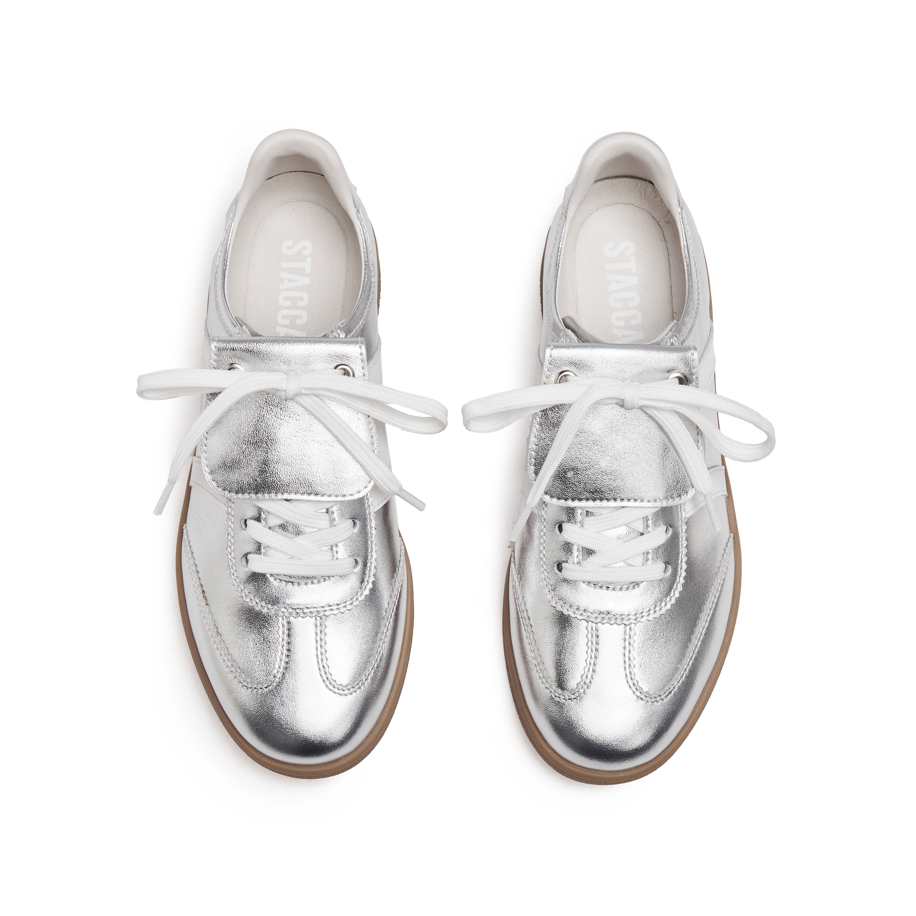 Slivery Lace-Up Detachable Tongue Sneakers