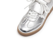 Slivery Lace-Up Detachable Tongue Sneakers