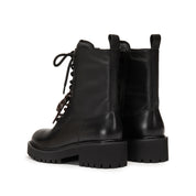 Black Double Lace Leather Military Boots