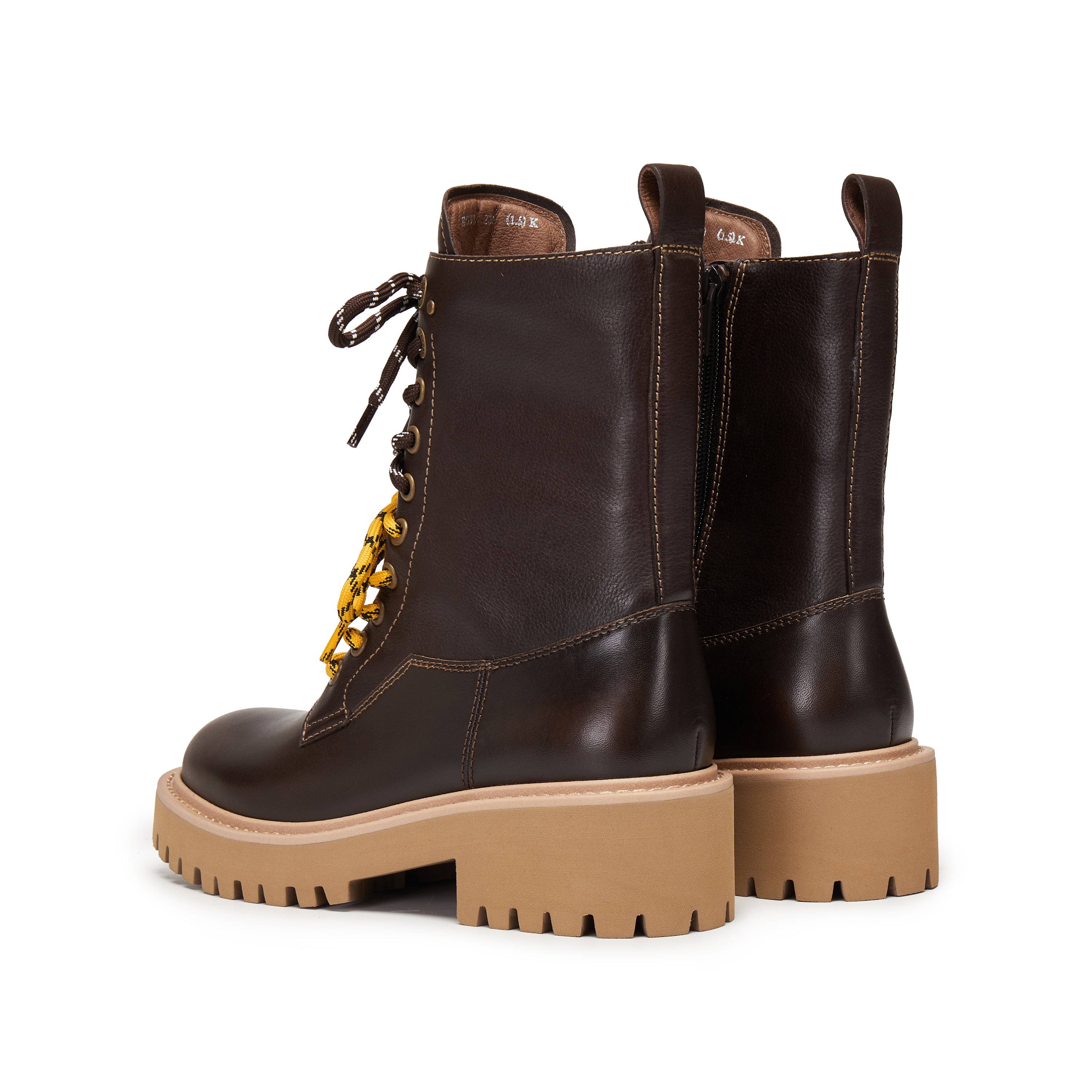 Brown Double Lace Leather Military Boots