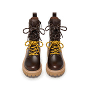 Brown Double Lace Leather Military Boots