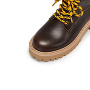 Brown Double Lace Leather Military Boots
