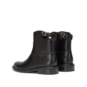 Black Waxy Ankle Buckle Strap Short Boots