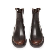 Brown Brushed Ankle Buckle Strap Short Boots