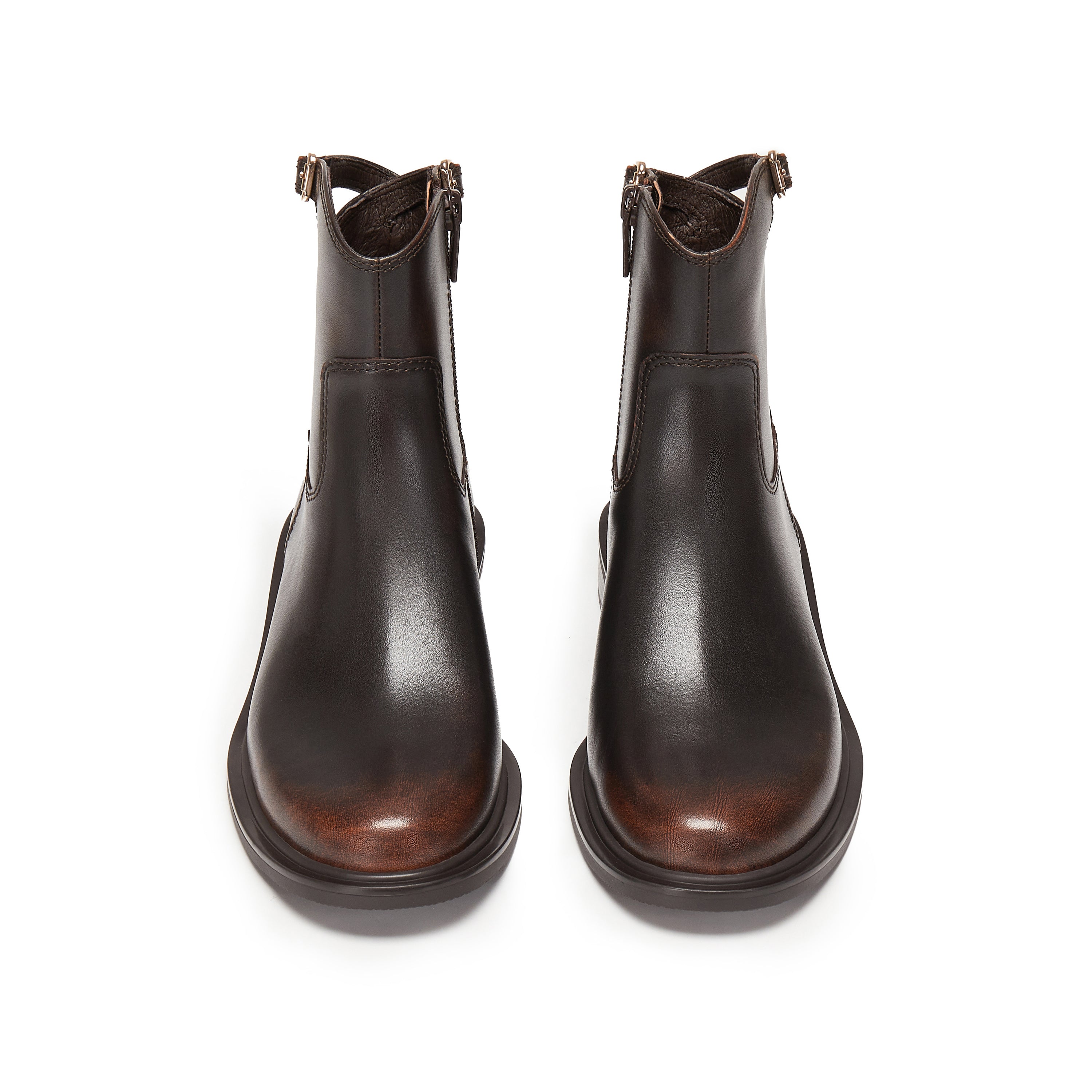 Brown Brushed Ankle Buckle Strap Short Boots