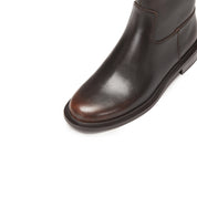 Brown Brushed Ankle Buckle Strap Short Boots