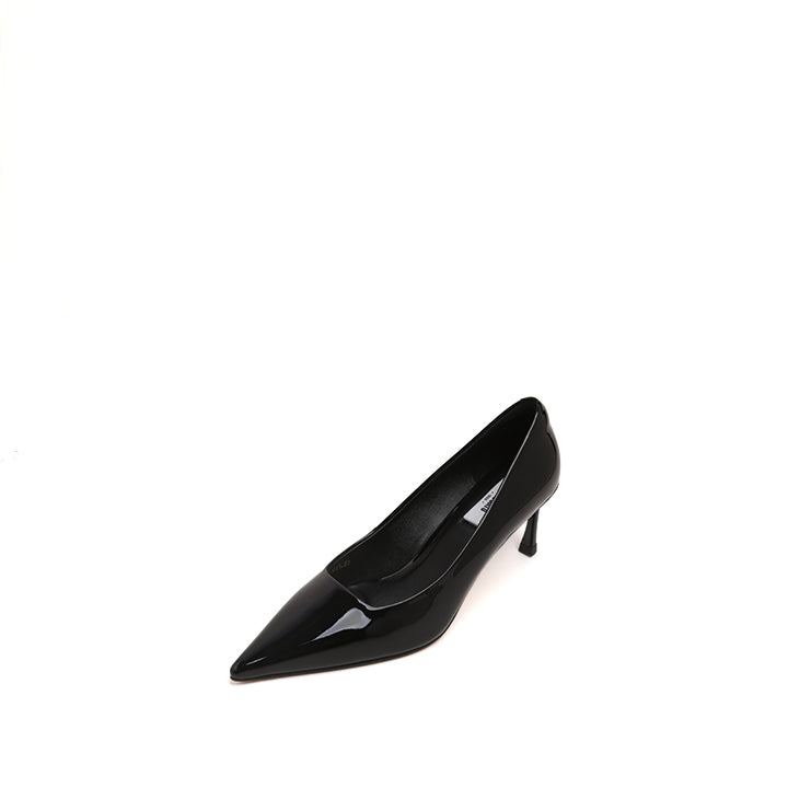 Black Patent Pointed Heeled Pumps