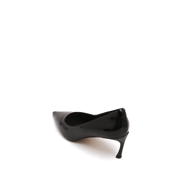 Black Patent Pointed Heeled Pumps