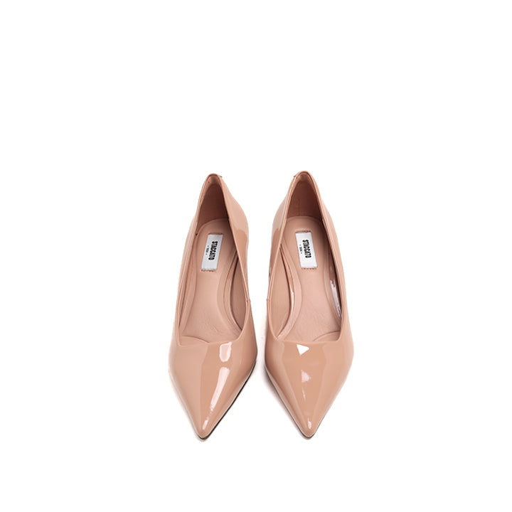 Nude Patent Pointed Heeled Pumps