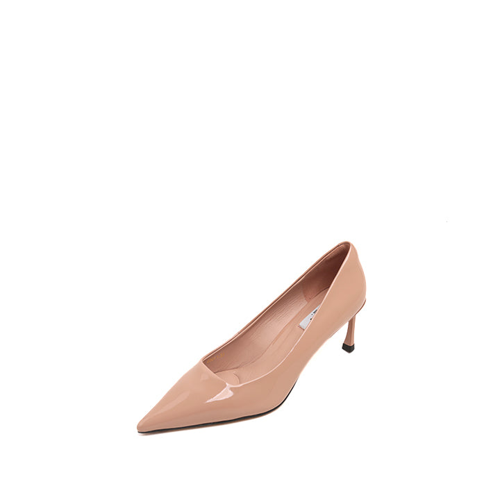 Nude Patent Pointed Heeled Pumps