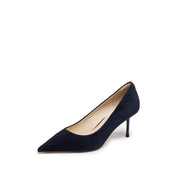 Deep Blue Suede Pointy Toe Heeled Pumps