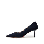 Deep Blue Suede Pointy Toe Heeled Pumps