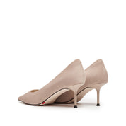 Light Grey Suede Pointy Toe Heeled Pumps