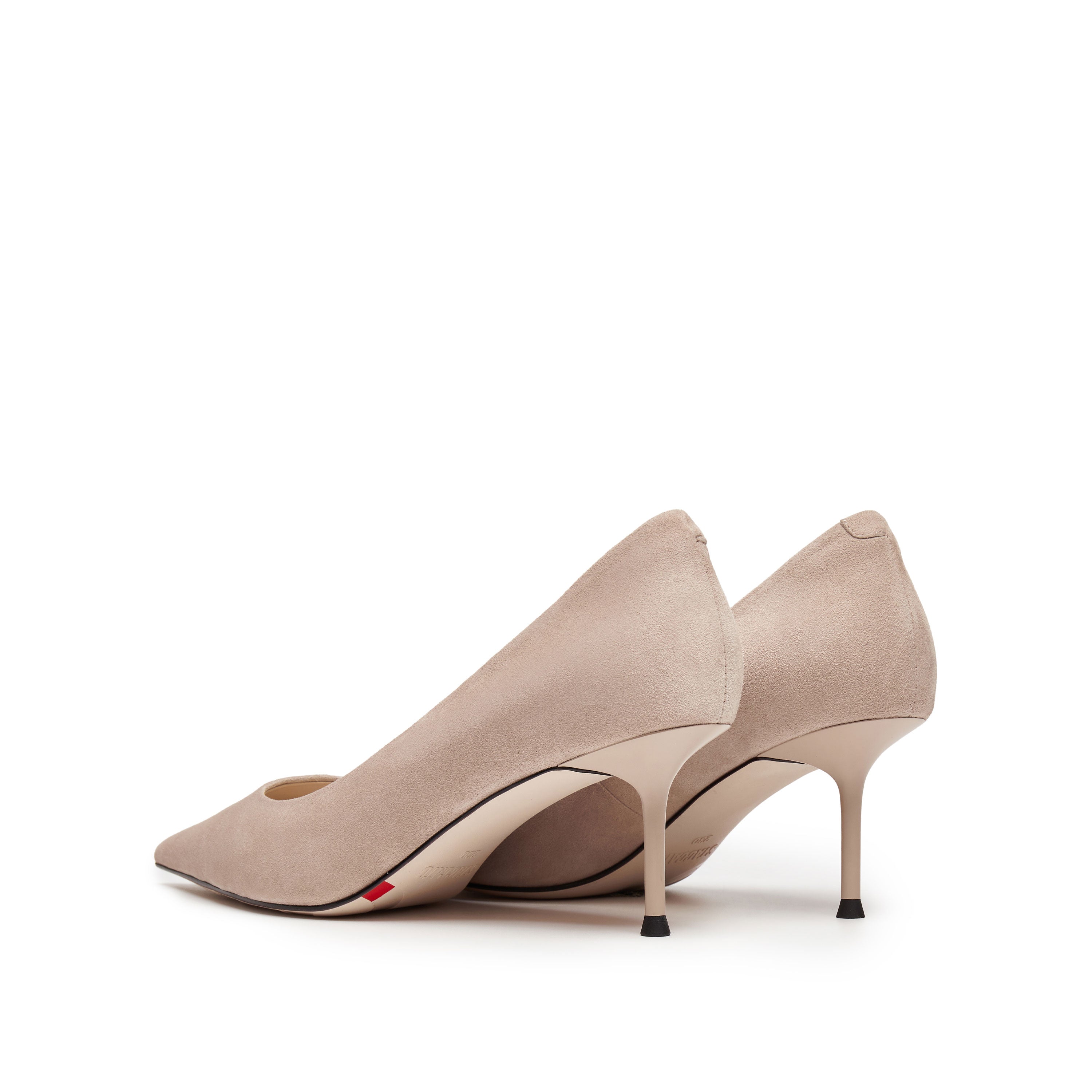 Light Grey Suede Pointy Toe Heeled Pumps