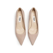 Light Grey Suede Pointy Toe Heeled Pumps
