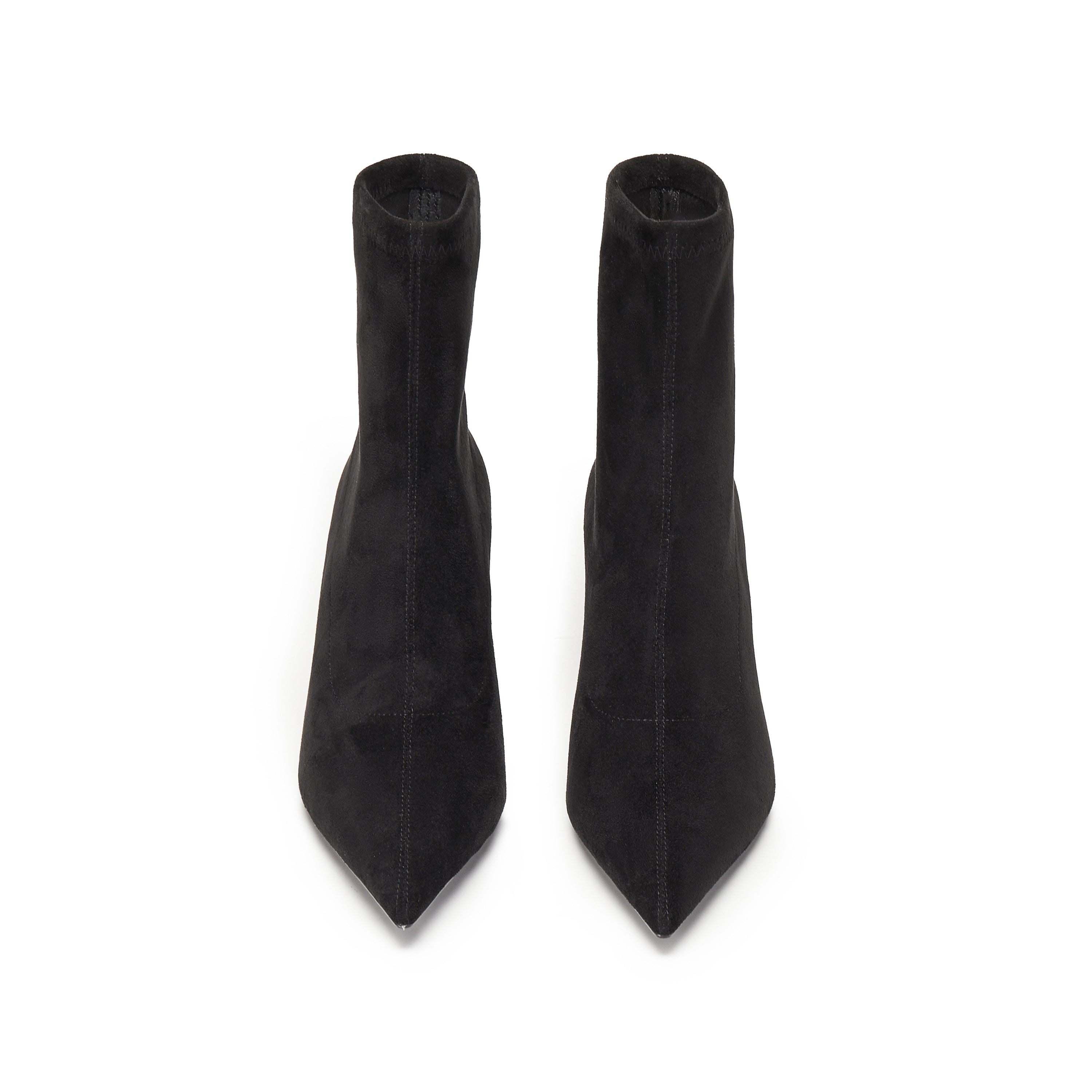 Black Pointy Elastic Heeled Ankle Boots