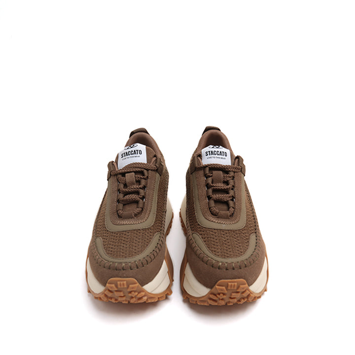 Olive Woven Knit Platform Sneakers