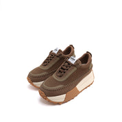 Olive Woven Knit Platform Sneakers