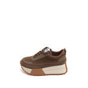 Olive Woven Knit Platform Sneakers