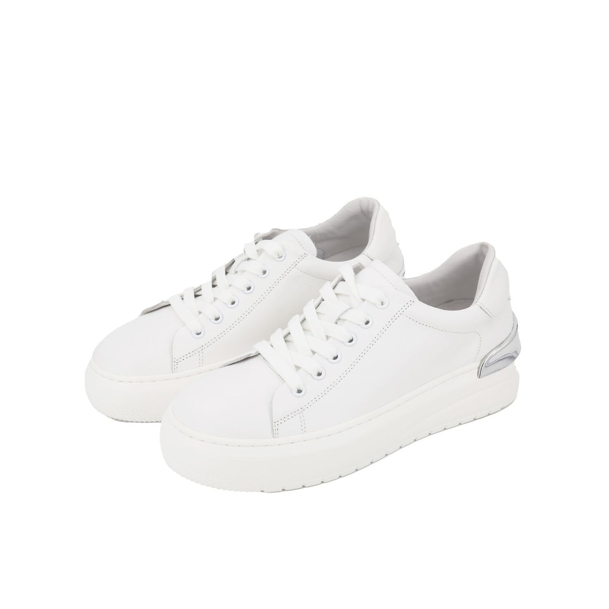 STACCATO - Official Site] White Lace Up Sneakers With Silver