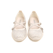 Beige Cross Strap Ballerina Sporty Flats
