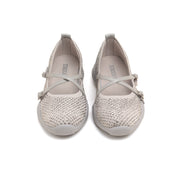 Grey Cross Strap Ballerina Sporty Flats