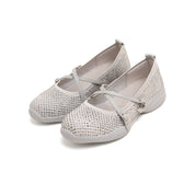Grey Cross Strap Ballerina Sporty Flats