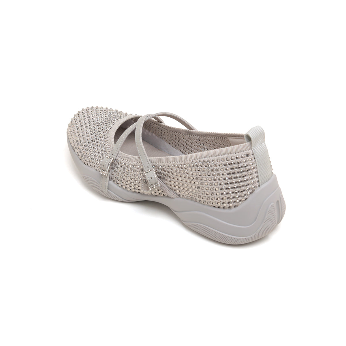 Grey Cross Strap Ballerina Sporty Flats