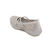 Grey Cross Strap Ballerina Sporty Flats