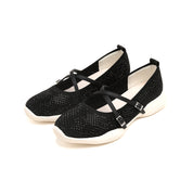 Black Cross Strap Ballerina Sporty Flats