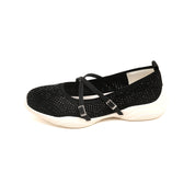 Black Cross Strap Ballerina Sporty Flats