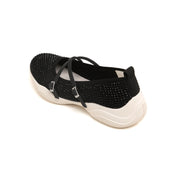 Black Cross Strap Ballerina Sporty Flats