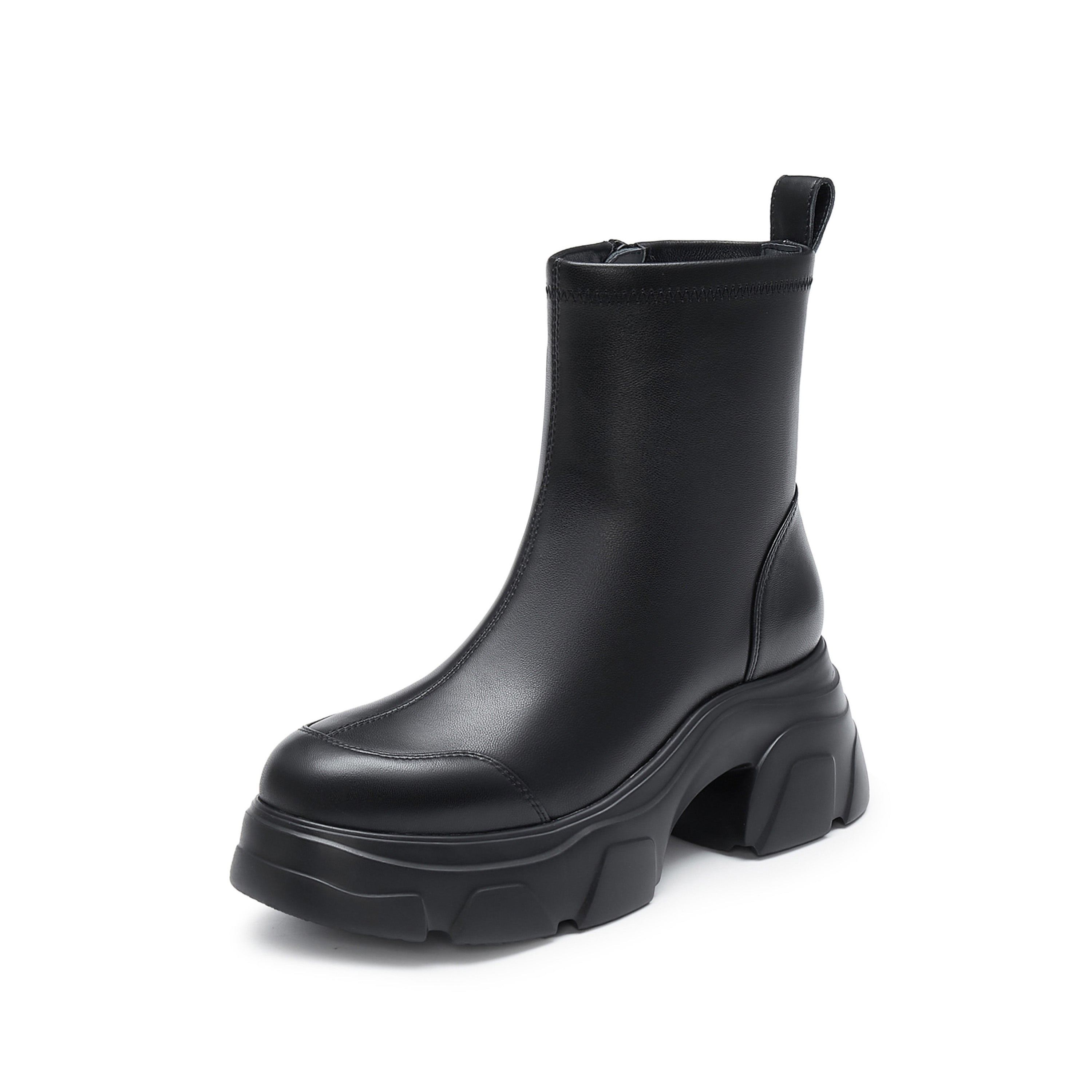 Black Sheep Leather Platform Ankle Sock Boots