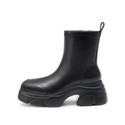 Black Sheep Leather Platform Ankle Sock Boots