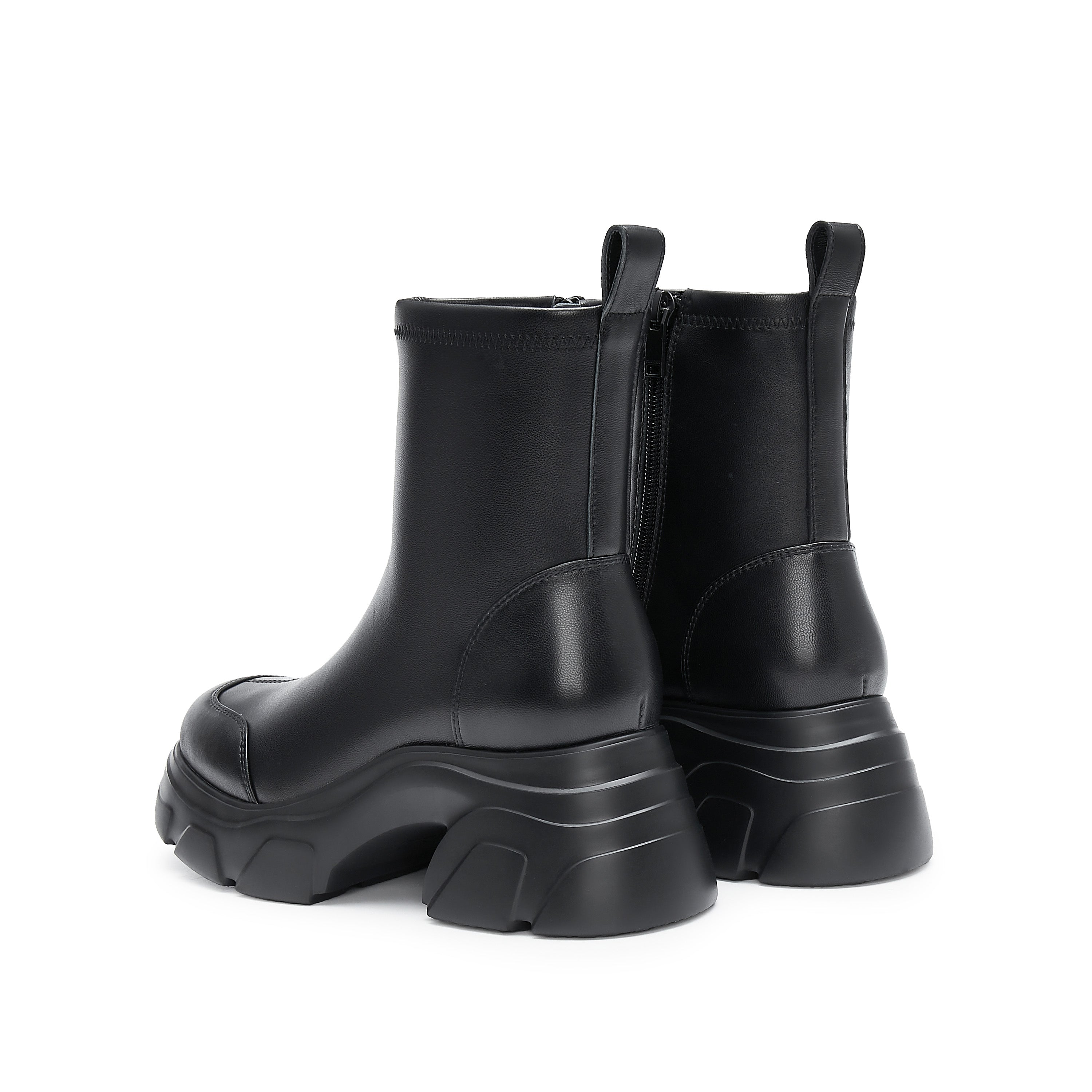 Black Sheep Leather Platform Ankle Sock Boots