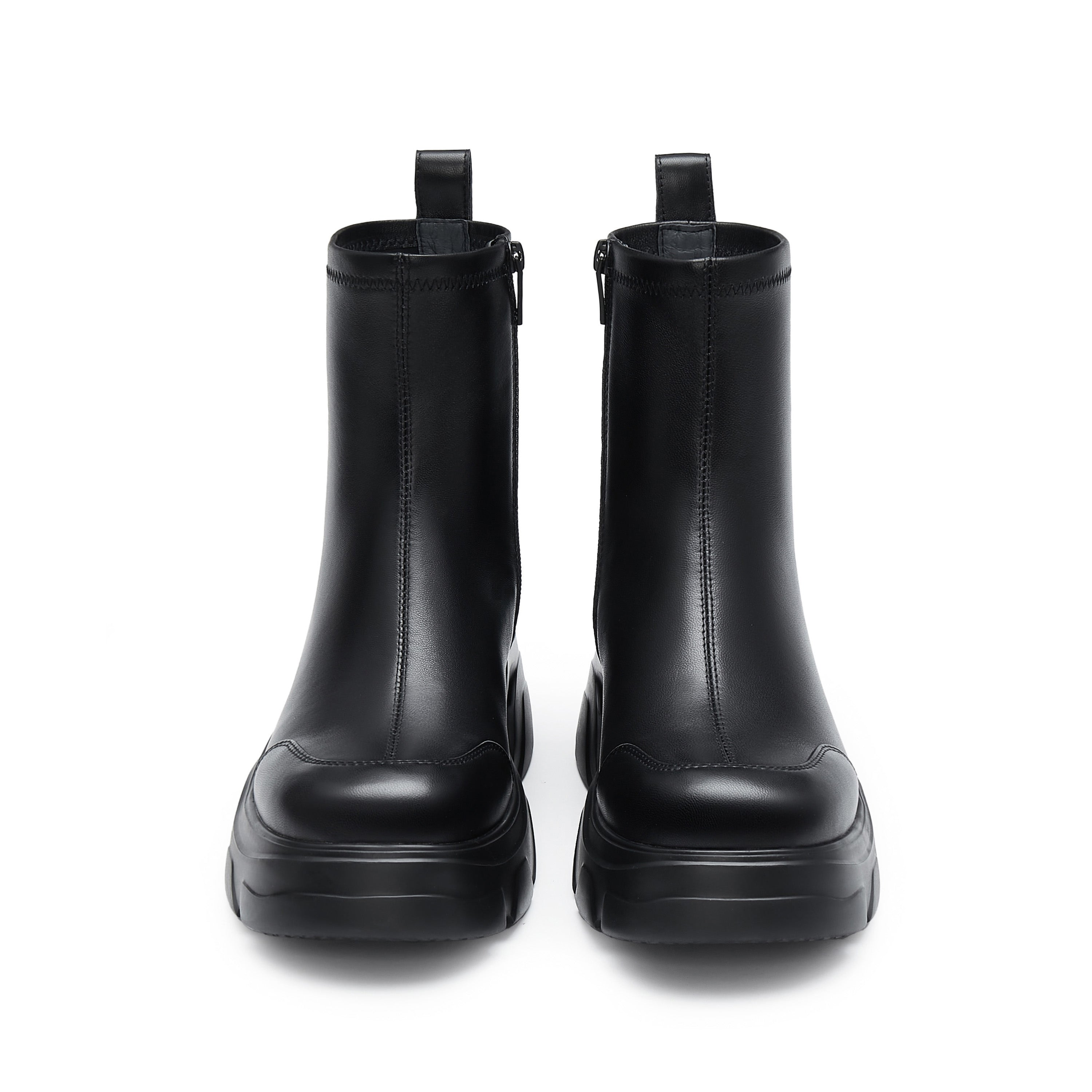 Black Sheep Leather Platform Ankle Sock Boots