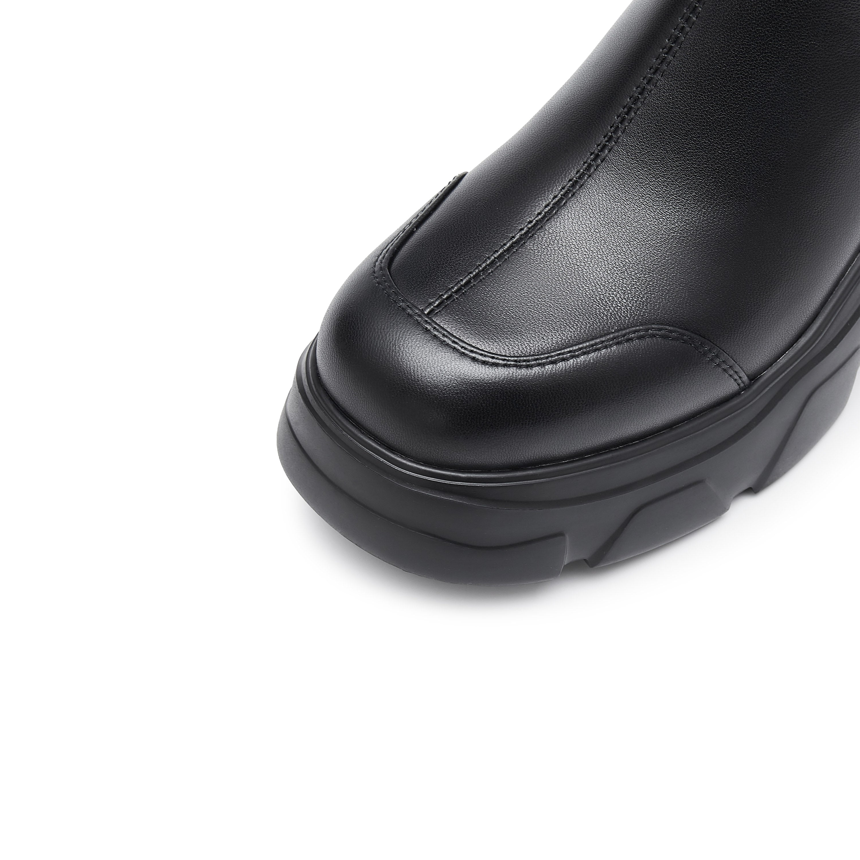 Black Sheep Leather Platform Ankle Sock Boots