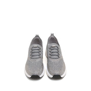 Grey Elastic Lace Up Knitted Sneakers