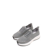 Grey Elastic Lace Up Knitted Sneakers