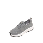 Grey Elastic Lace Up Knitted Sneakers