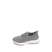 Grey Elastic Lace Up Knitted Sneakers