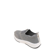 Grey Elastic Lace Up Knitted Sneakers