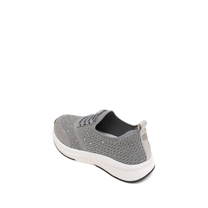 Grey Elastic Lace Up Knitted Sneakers