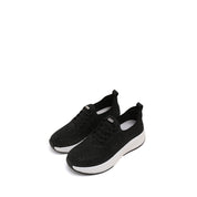 Black Elastic Lace Up Knitted Sneakers