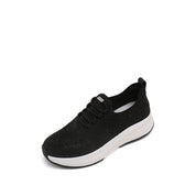 Black Elastic Lace Up Knitted Sneakers