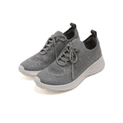 Grey Crystal Lace Up Knitted Sneakers