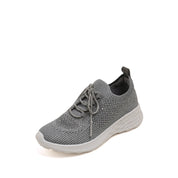 Grey Crystal Lace Up Knitted Sneakers